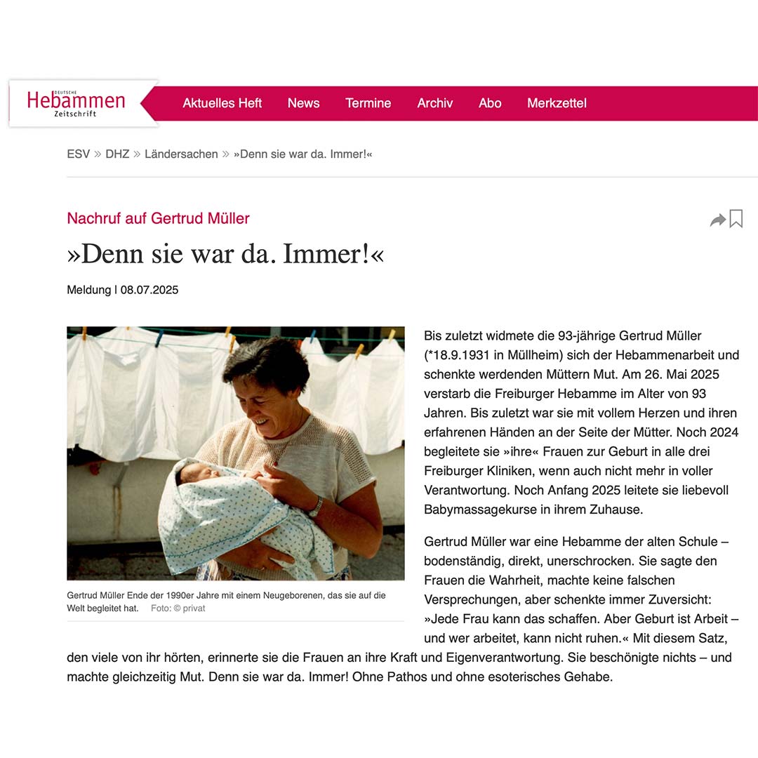 Mehr über den Artikel erfahren Lesetip: Nachruf auf Gertrud Müller »Denn sie war da. Immer!«